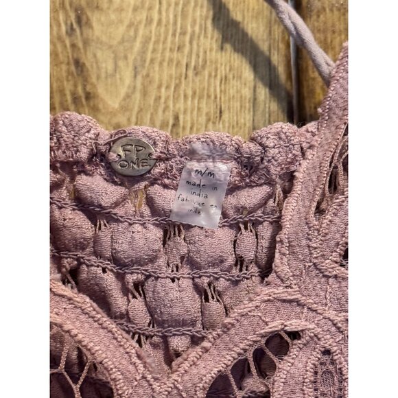 Free People Mauve Pink Lace Dress M flowy bohemian boho flare summer spring - Picture 4 of 5